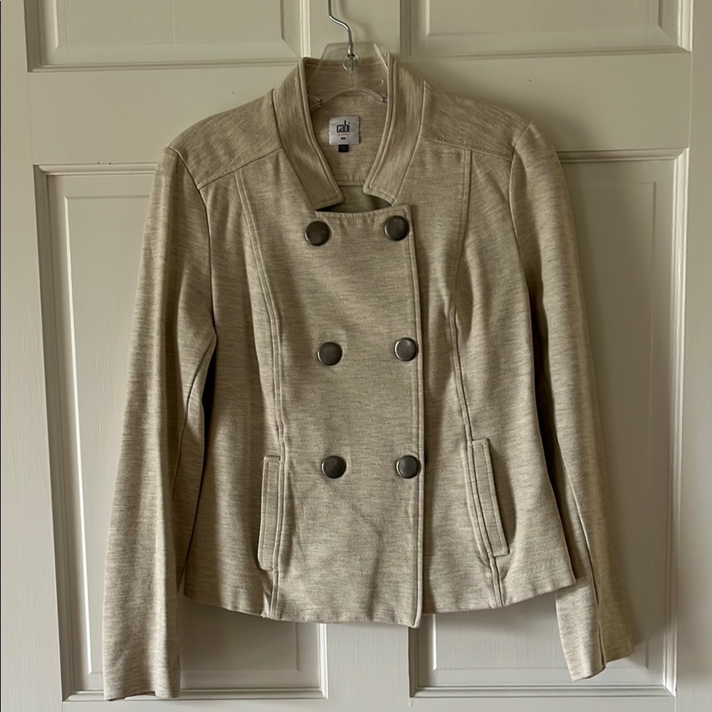 CAbi Cream Double-Breasted Blazer